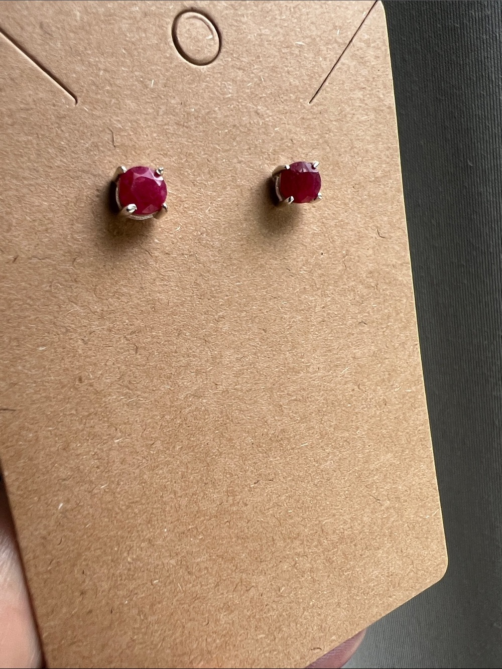 Genuine Ruby sterling silver Stud Earrings - Women Jewelry